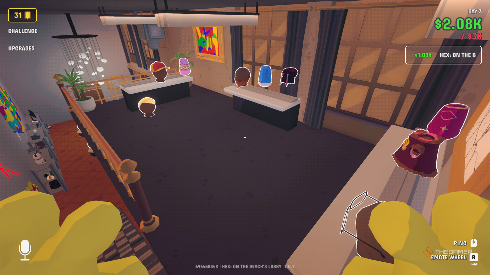 Cosmetics room in Gamble With Your Friends showing hats and outfits