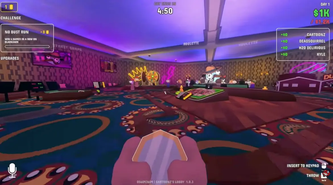 First floor casino in Gamble With Your Friends with quota timer and game tables